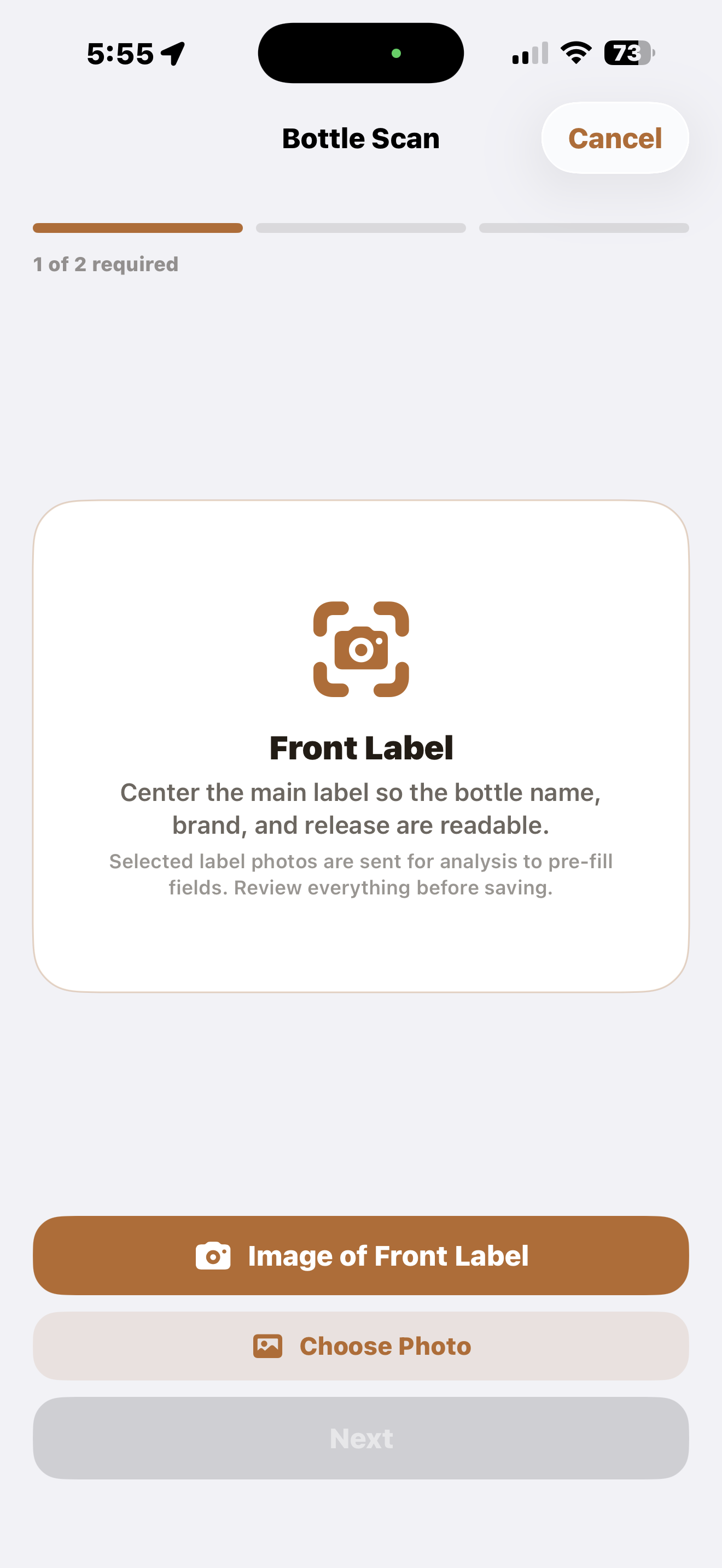 Stave camera-assisted bottle information review